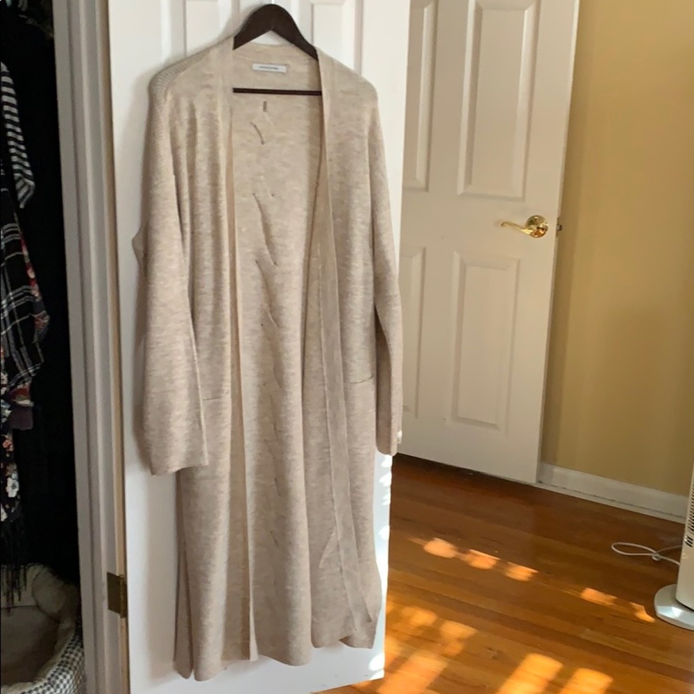 Stitches and striped maxi cardigan